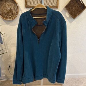 Tommy Bahama Blue Zip Up Sweater with Stand-Up Collar